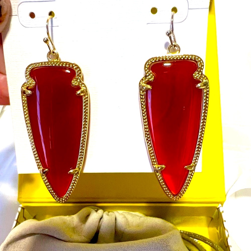NWOT Rare & Retired Kendra Scott Carnelian Skylar Earrings INCREDIBLY RARE!! - Picture 1 of 8